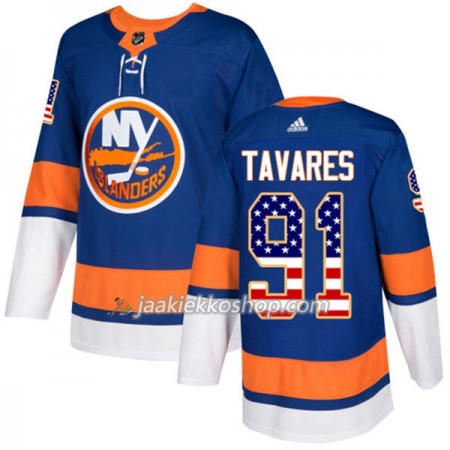 Miehille NHL New York Islanders Pelipaita John Tavares 91 Adidas 2017-2018 Sininen USA Flag Fashion Authentic